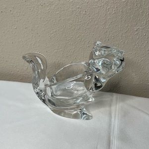 Vintage Large Carole Stupell Clear Art Glass Crystal Squirrel Figurine Dish